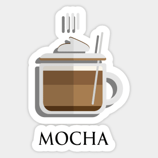 Hot Mocha coffee with whipped cream front view flat design style Sticker